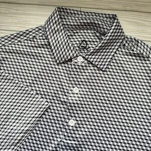 Deolax Polo Shirt Mens Medium Black‎ White Geometric Pattern Golf Performance